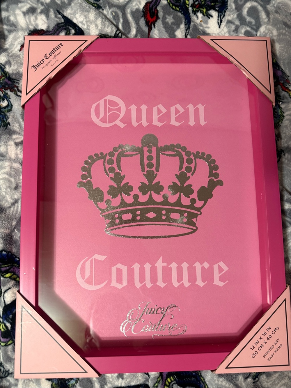Juicy Couture Hot Pink 'Queen Couture' Decorative Tray with Silver Crown